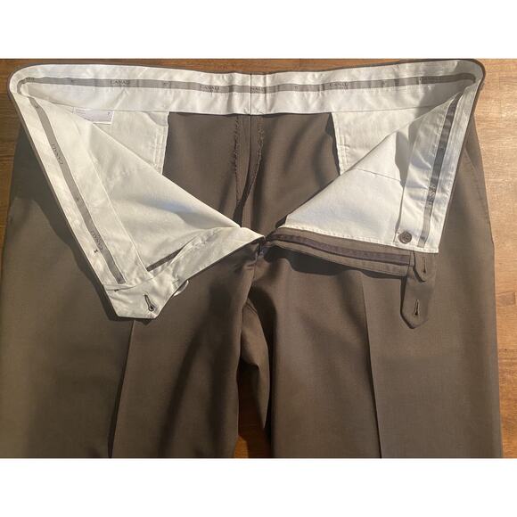 $399 CANALI BROWN FLAT FRONT LUXURY WOOL MINI TWILL PANTS ITALY 41 X 28 + 2 - Picture 1 of 7